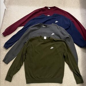 Nike Men's Crewneck Sweaters - Olive, Gray, Navy, Maroon: size medium